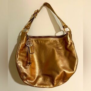 Rose Gold Leather Coach Purse